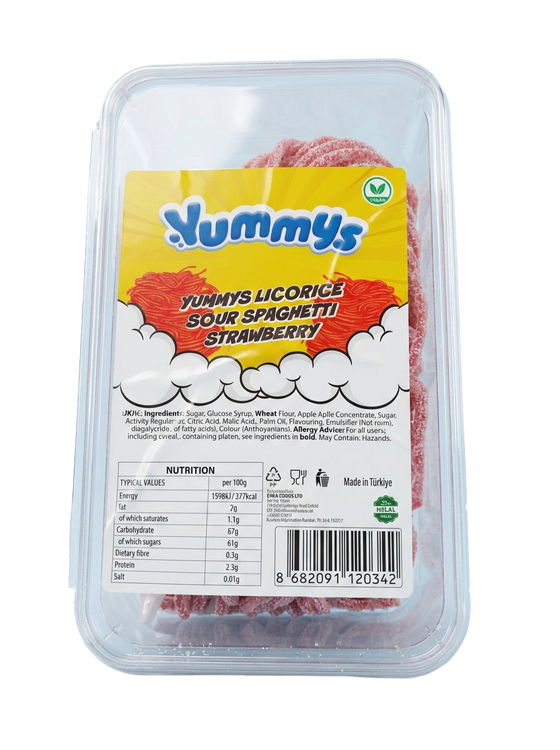 Yummys Sour Spagetti Strawberry 1kg Pick & Mix Bulk Sweets