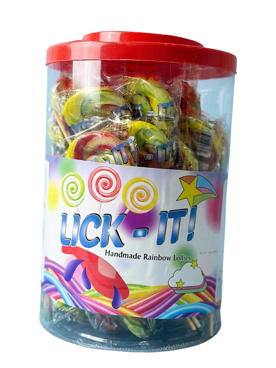 Lick It Handmade Rainbow Swirl Lollies 40 Pieces Pick & Mix Sweets