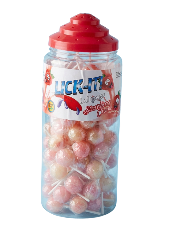 Lick It Strawberry & Cream Lollies 100x16g Pick & Mix Bulk Sweets