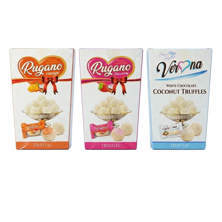 Rugano Bundle Strawberry Orange White Chocolate Coconut Truffles 450g