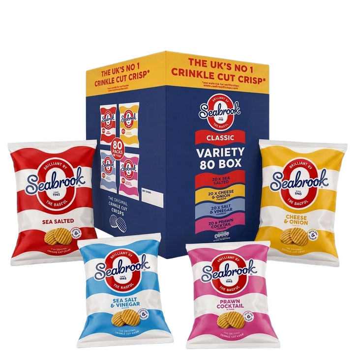 Seabrook Variety Packs Sea Salted Salt & Vinegar Prawn Cocktail Cheese & Onion 2kg
