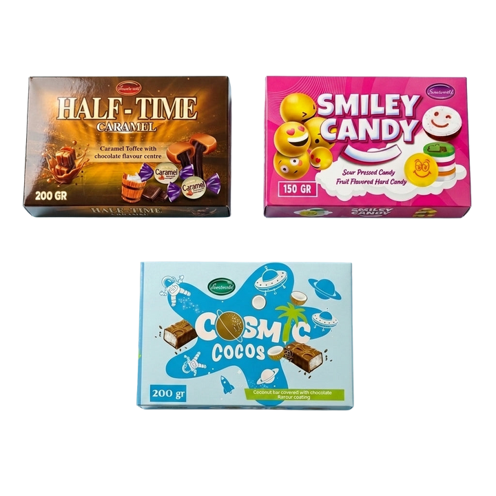 Sweetworld Bundle Half Time Caramel Smiley Candy Cosmic Cocos Coconut Bars 550g