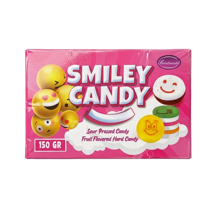 Sweetworld Smiley Sour Pressed Fruit Flavoured Hard Candy 150g