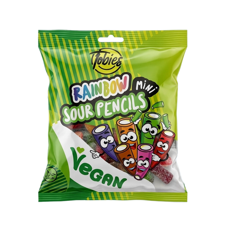 Tobies Rainbow Mini Sour Pencils Vegan and Halal Sweets 2160g