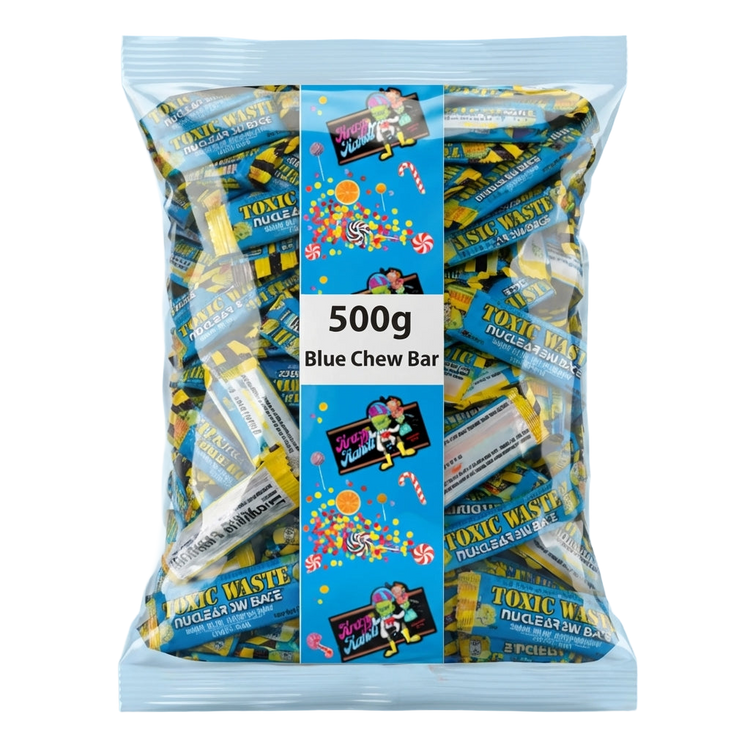 Toxic Waste Nuclear Sludge Sour Blue Raspberry Chew Bar Mini's 500g