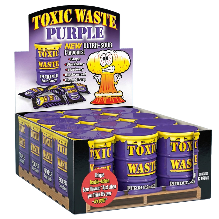Toxic Waste Purple Drums 12 x 42g Pick & Mix Bulk Sweets