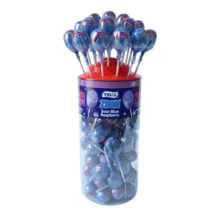 Vidal Blue Raspberry Zoom Lollipops 50 x 29g Pick & Mix Sweets