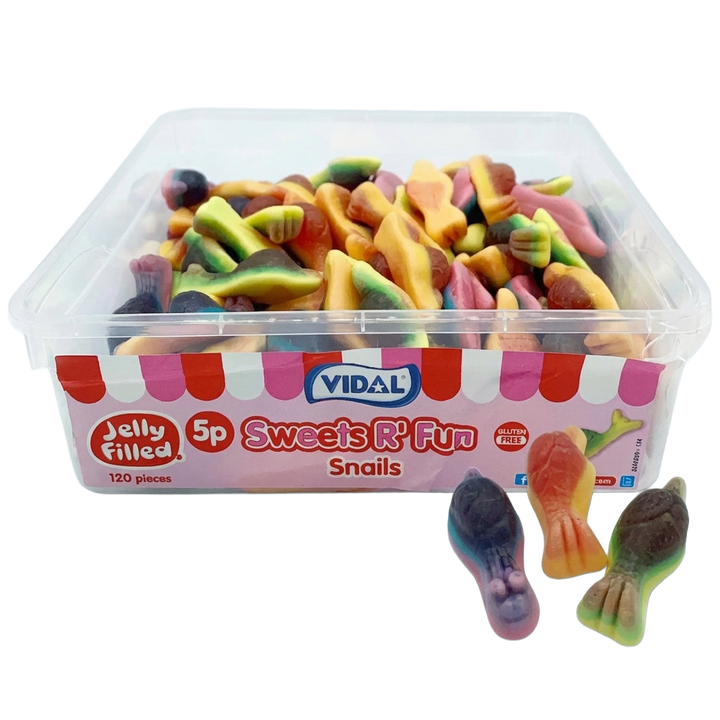 Vidal Jelly Filled Snails Tub 120 Pieces 780g Pick & Mix Sweets
