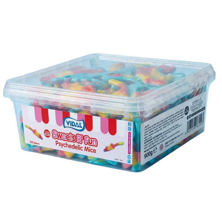 Vidal Psycho Mice Tub 120 Pieces 780g Pick & Mix Bulk Sweets