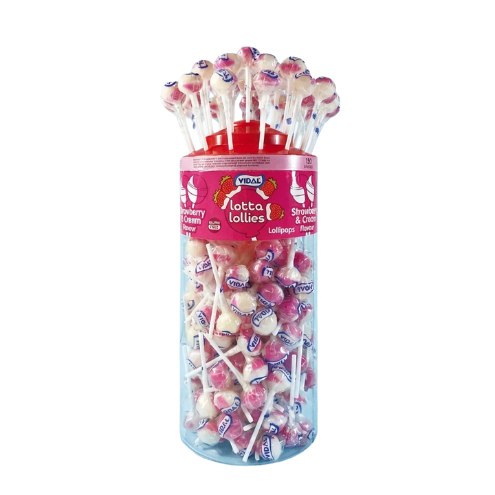 Vidal Strawberry And Cream Lollipops 150 Pieces Pick & Mix Sweets