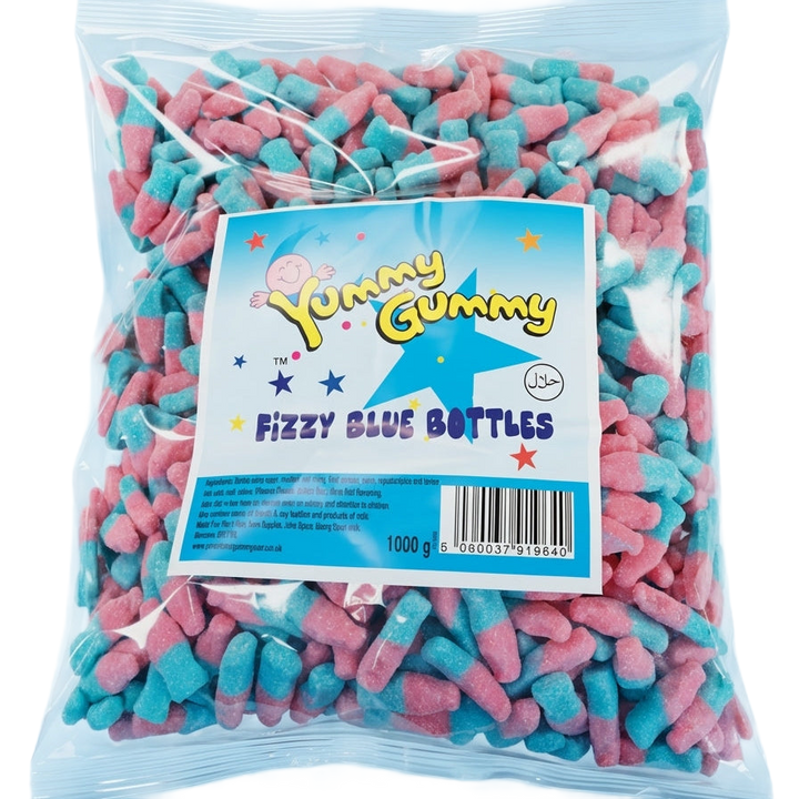 Yummy Gummy Fizzy Blue Bottles 1kg Pick & Mix Bulk Sweets