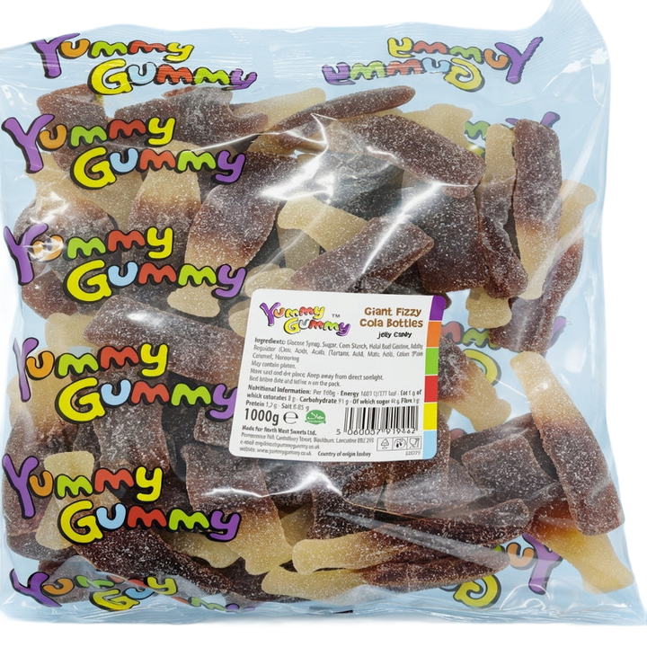 Yummy Gummy Giant Fizzy Cola Bottles 1kg Pick & Mix Bulk Sweets