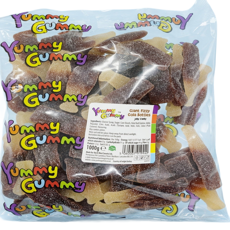 Yummy Gummy Giant Fizzy Cola Bottles 1kg Pick & Mix Bulk Sweets