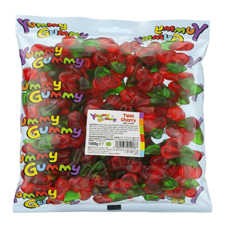 Yummy Gummy Jelly Twin Cherries 1kg Pick & Mix Bulk Sweets