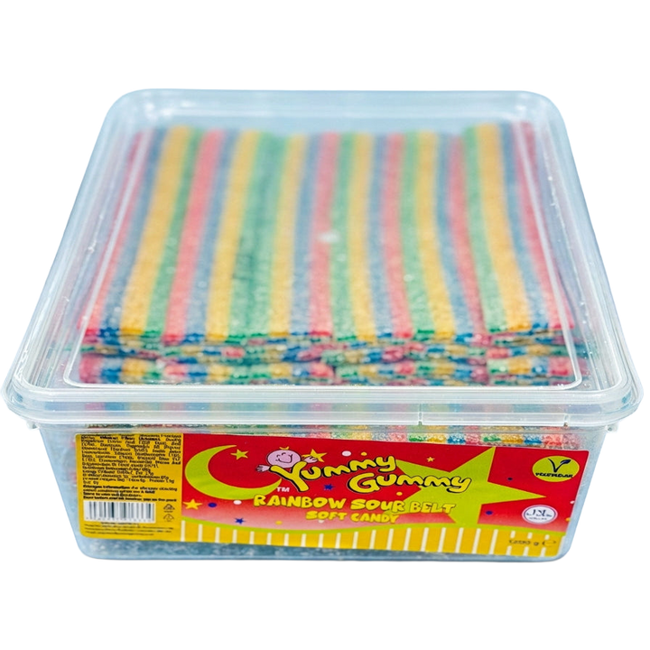 Yummy Gummy Rainbow Belts Tub 1.2kg Pick & Mix Bulk Sweets