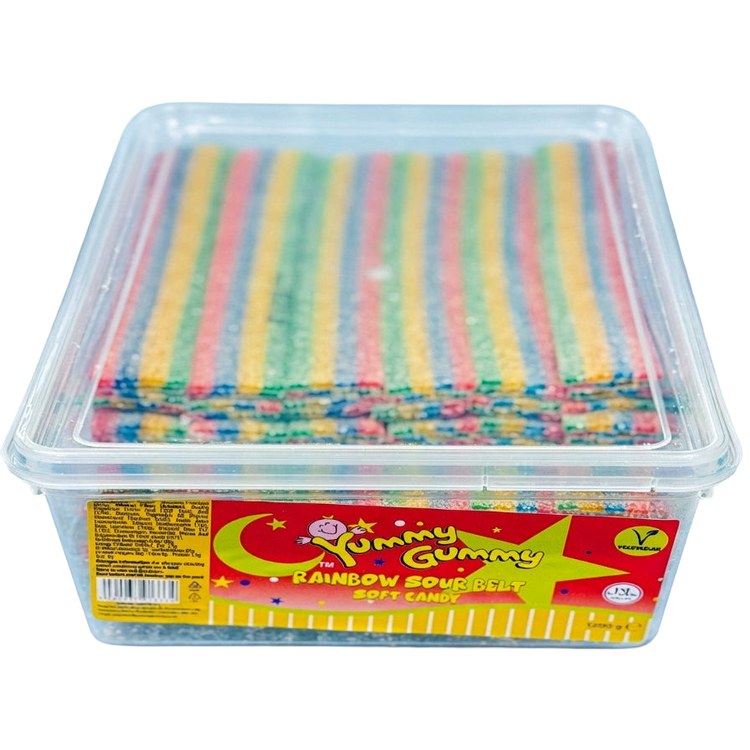 Yummy Gummy Rainbow Belts Tub 1.2kg Pick & Mix Bulk Sweets