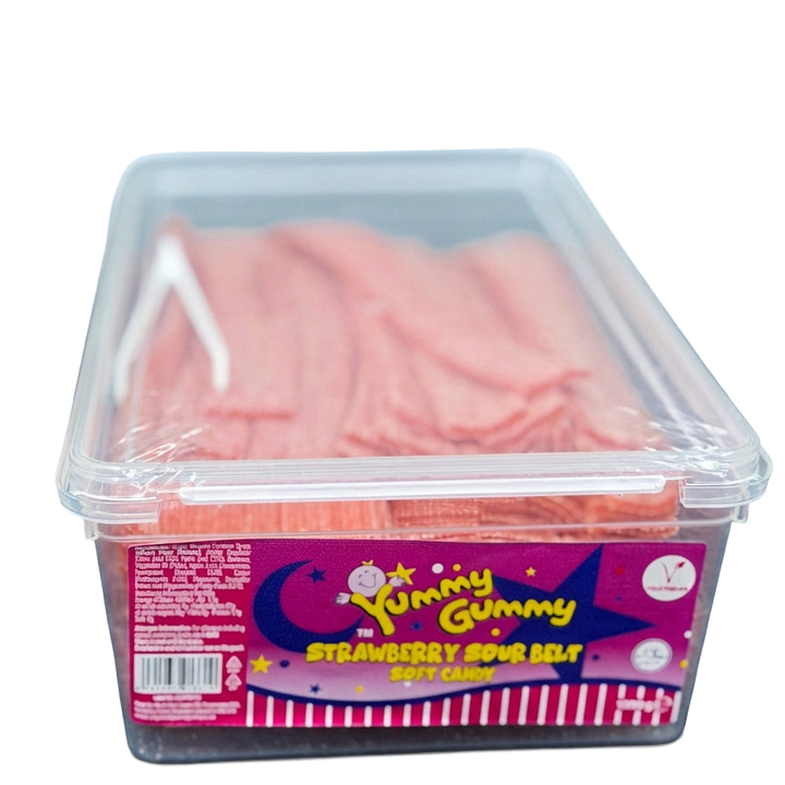 Yummy Gummy Strawberry Belts Tub 1.2kg Pick & Mix Bulk Sweets