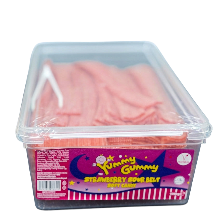 Yummy Gummy Strawberry Belts Tub 1.2kg Pick & Mix Bulk Sweets