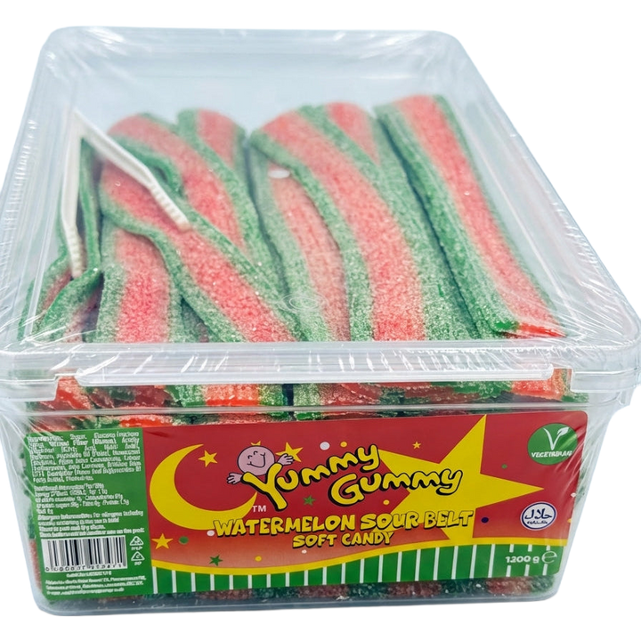 Yummy Gummy Watermelon Belts Tub 1.2kg Pick & Mix Bulk Sweets