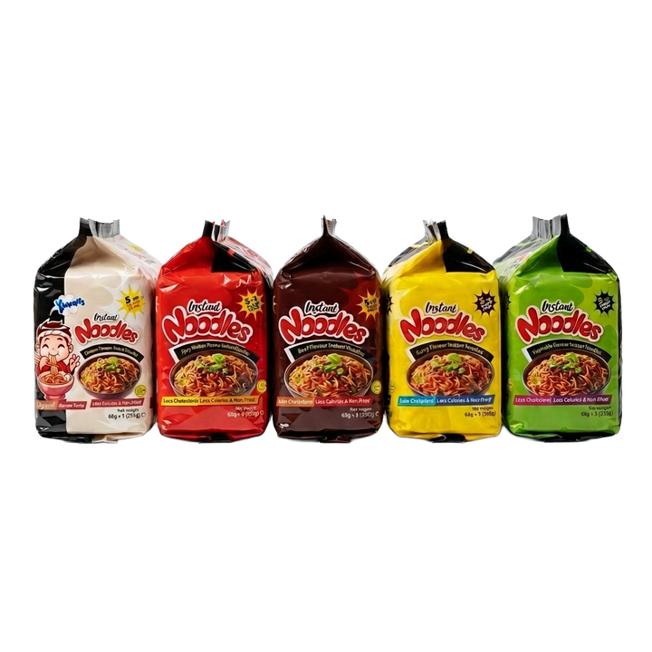 Yummys Instant Noodles Multi Flavour 5 Bags 25 Packs Spicy Chicken Beef Vegetable Curry 1625g