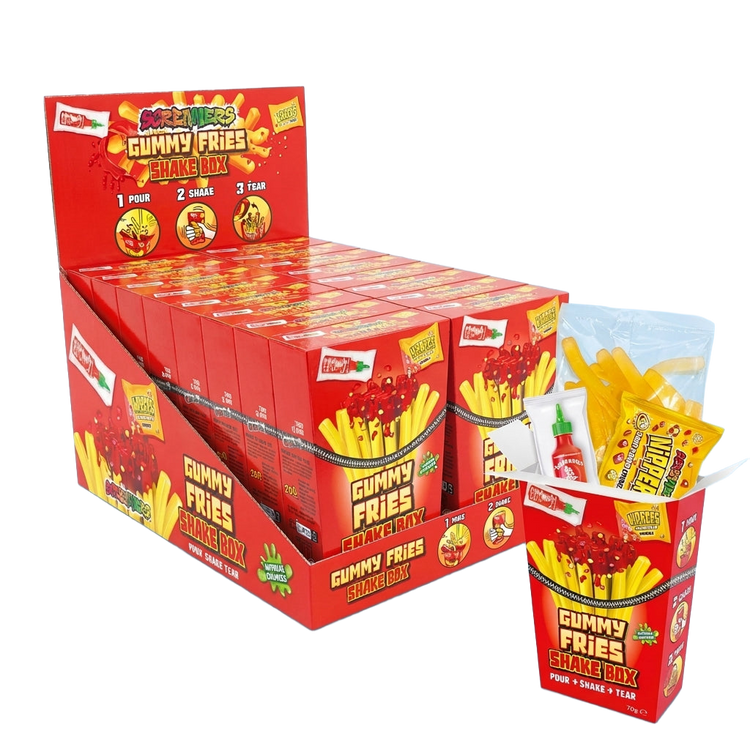 Zed Candy Screamers Gummy Fries Shake Box Pour Shake Then Tear 840g